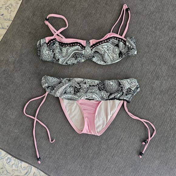 Vintage Rampage Women's Floral 2-Piece Swim Bikini Top & Bottoms Size Large - Picture 1 of 8